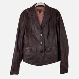 Danier Mahogany Brown Leather Jacket Short Blazer Style Womens Sz S Canada